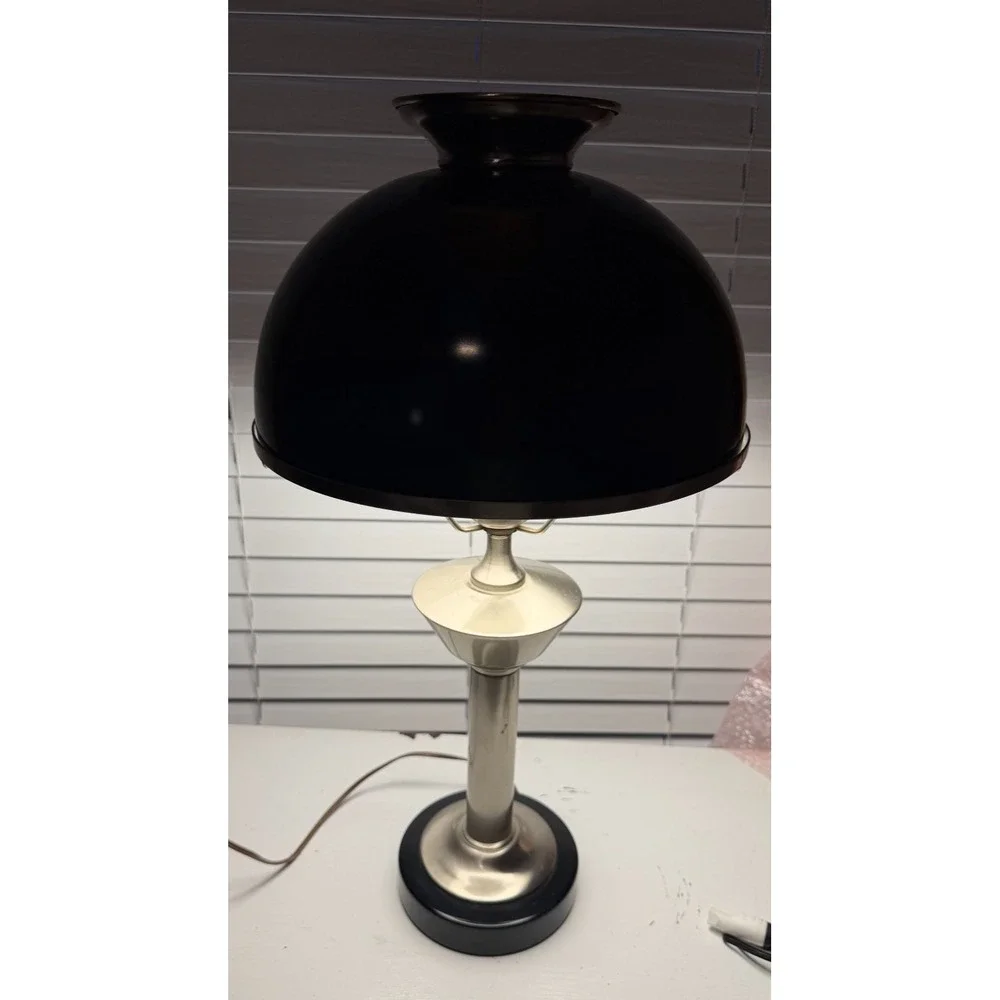 MCM Underwriters Laboratories Hurricane Table Top Lamp Silver Tone Deco